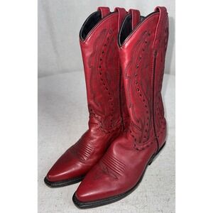 Abilene Women's Sz 6 Whipstitched Western Boots 9002 Red Leather Cowgirl Cowboy
